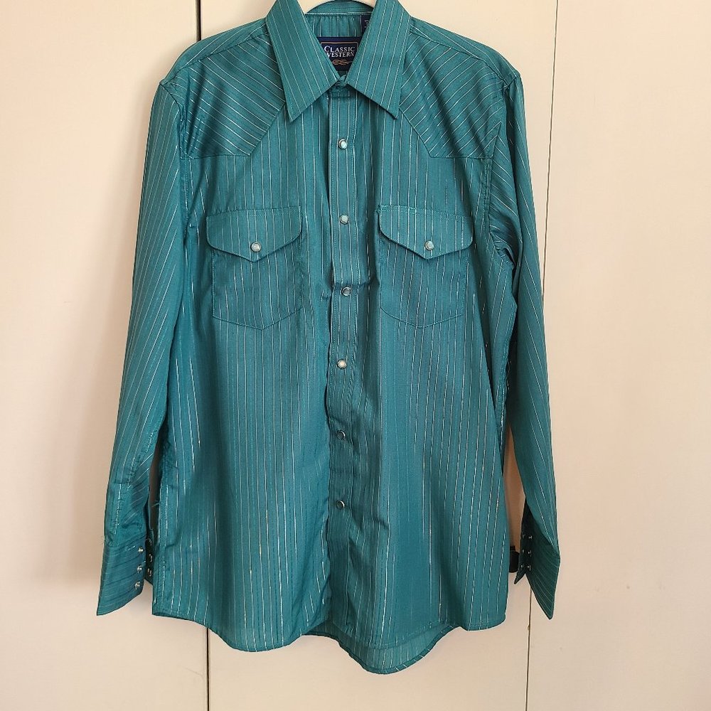 Wrangler Deep Teal Snap Shirt NWOT